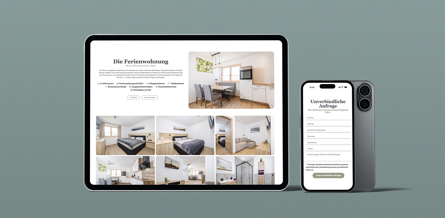 Screenshots von der Website für die Ferienwohnung Persal in Rohrberg